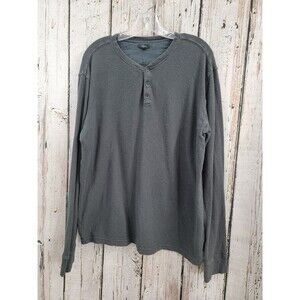 CCN Men's L Rails Long Sleeve Button Crew Neck Henley Shirt T-Shirt Top Carbon